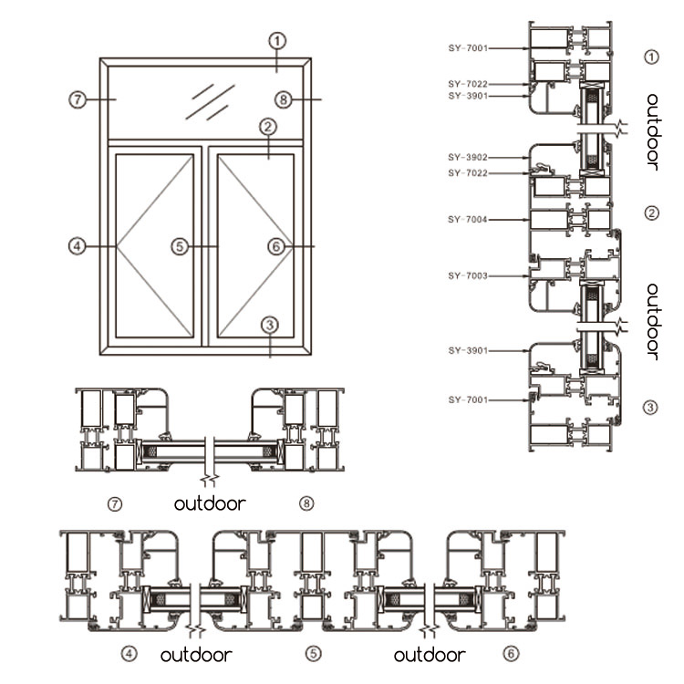 70断桥平开门窗系列-(2)